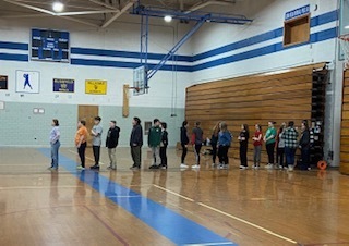 Students participating in the spelling bee