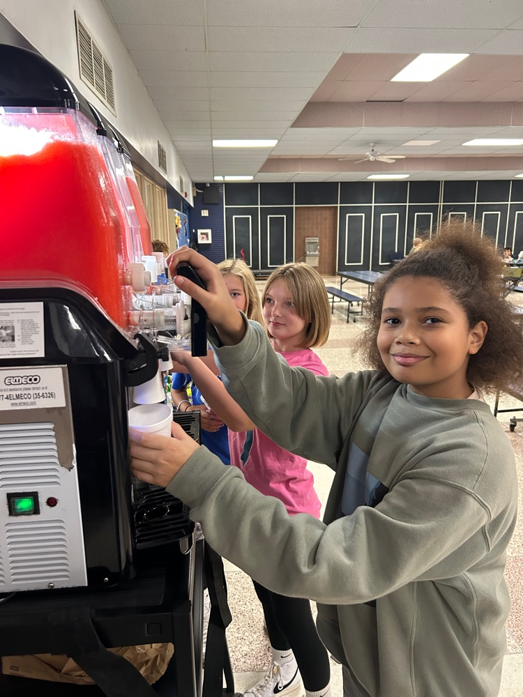 Image of 6th graders getting a slushy.